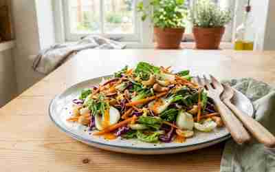 Bok Choy Salad with Ginger Dressing